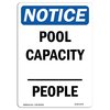 Signmission OSHA Notice Sign, Pool Capacity ____ People, 18in X 12in Decal, 12" W, 18" H, Portrait OS-NS-D-1218-V-17676